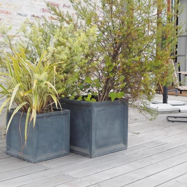 植木鉢 おしゃれ 大型 プラスチック 軽い LLキューブL FRP 56cm 穴あり