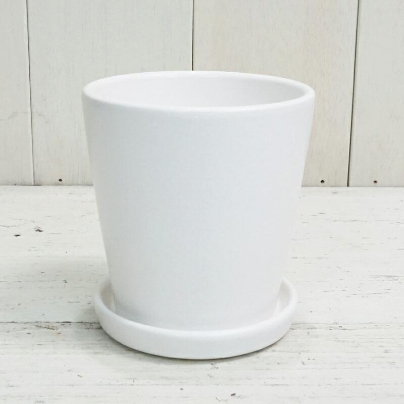 植木鉢 おしゃれ 陶器鉢 オストラウンドS 11cm 白 マット ツヤなし