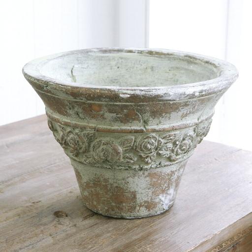 植木鉢 おしゃれ アンティーク 陶器鉢 メルツローズ・ワイドポット