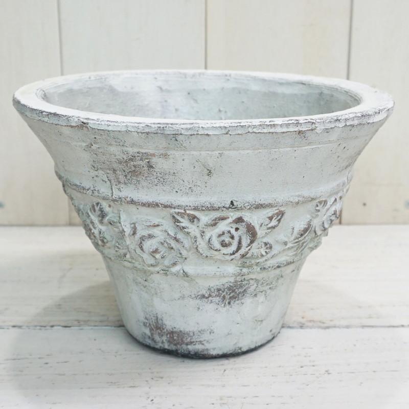 植木鉢 おしゃれ アンティーク 陶器鉢 メルツローズ・ワイドポット