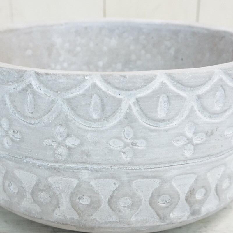 骨董品鉢足付き 植木鉢 おしゃれ アンティーク セメント ナバホシャロー＜ 18cm