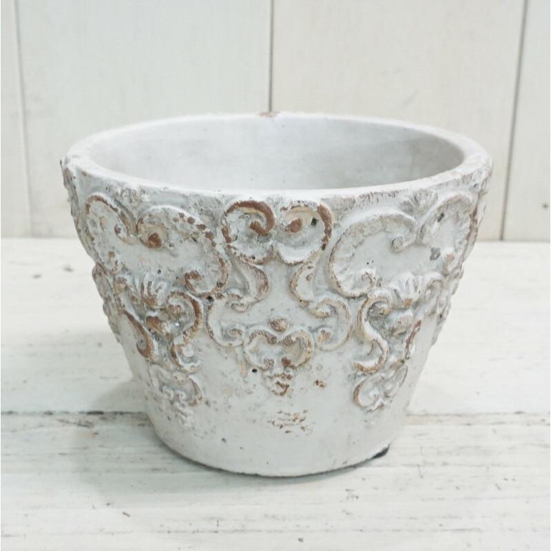 植木鉢 おしゃれ アンティーク 陶器鉢 クレストラウンドS 12.5cm 4号