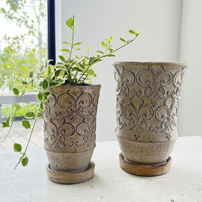 植木鉢 おしゃれ アンティーク クララポットS＜ 12cm 4号(3号用) 穴