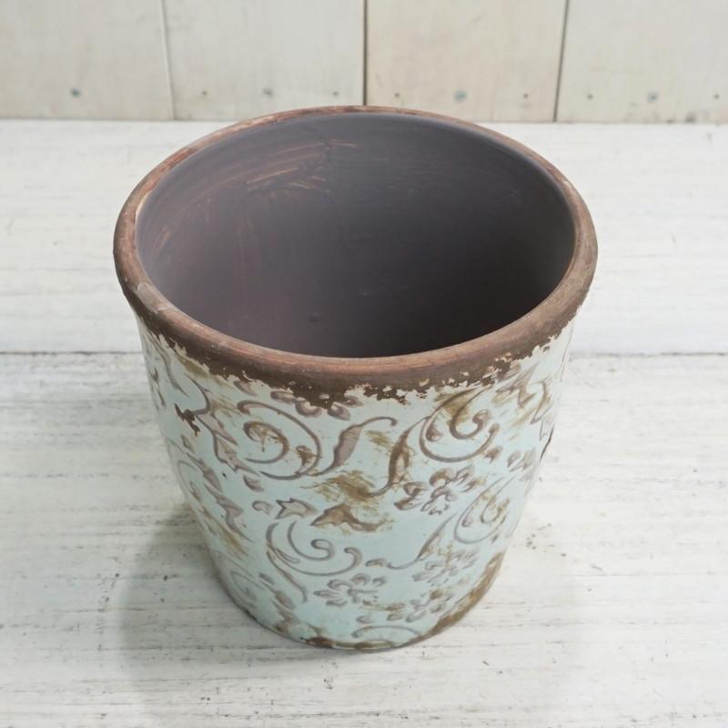 植木鉢 おしゃれ アンティーク 陶器鉢 アイシーターコイズポットL 16.5
