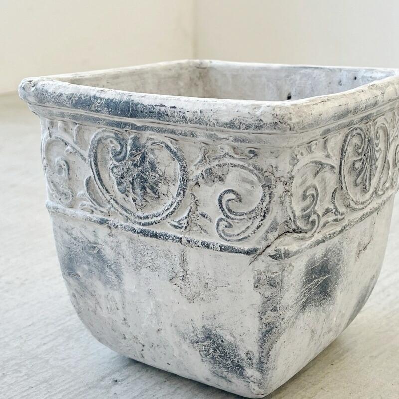 植木鉢 四角 アンティーク クラナスキューブS＜ 13cm 4号 穴あり 白