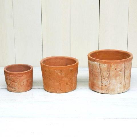植木鉢 おしゃれ 素焼き ジャンクポット丸切立浅 (2色)セット 10cm