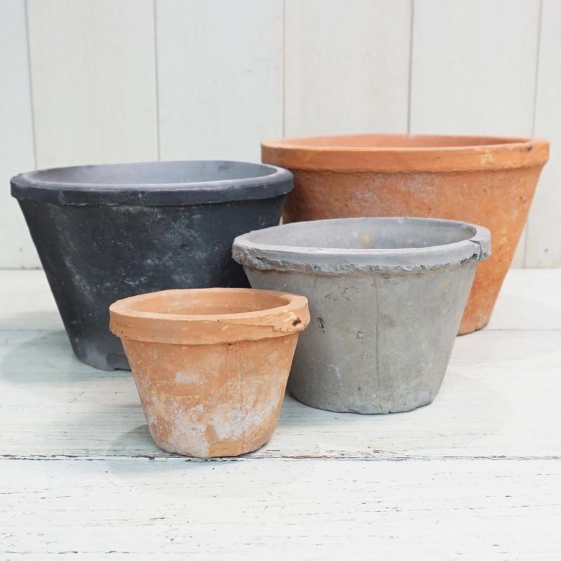 植木鉢 おしゃれ 素焼き ジャンクポット浅/P 2L (Re/Gy) 24cm 8号 穴