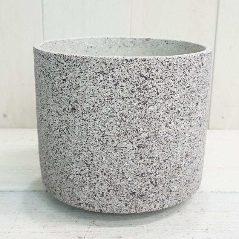 セメント製グレー円筒形プランター 植木鉢 おしゃれ セメント ジャンシリンダーL (2色) 23cm 7.5号 穴あり