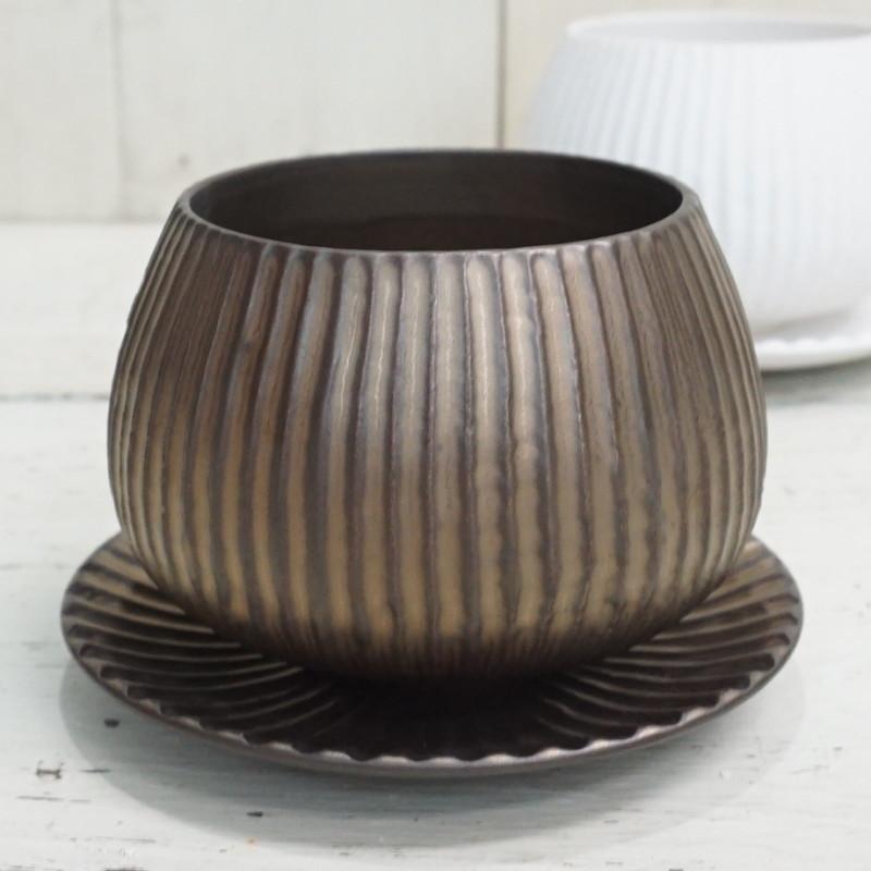 植木鉢 おしゃれ 陶器鉢 ラピスボウル(2色) 10.5cm 3.5号 穴あり