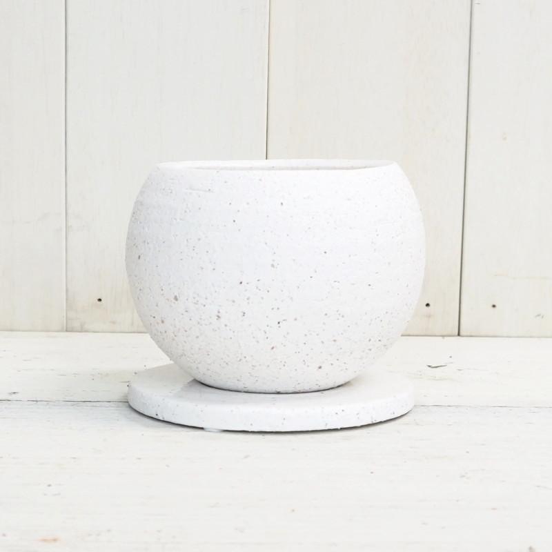 植木鉢 おしゃれ 陶器鉢 イオニアボウルL (B/W) 14cm 4.5号 穴あり 皿