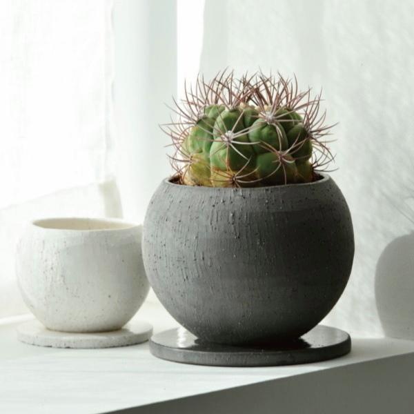 植木鉢 おしゃれ 陶器鉢 イオニアボウルS (B/W) 10cm 3号 穴あり