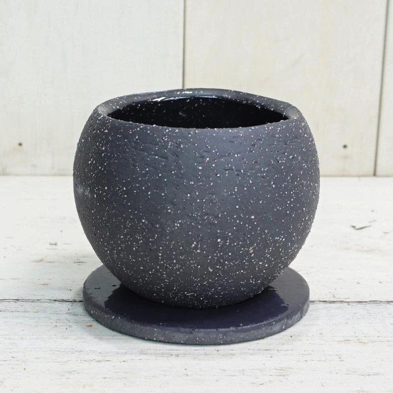 植木鉢 おしゃれ 陶器鉢 イオニアボウルS (B/W) 10cm 3号 穴あり
