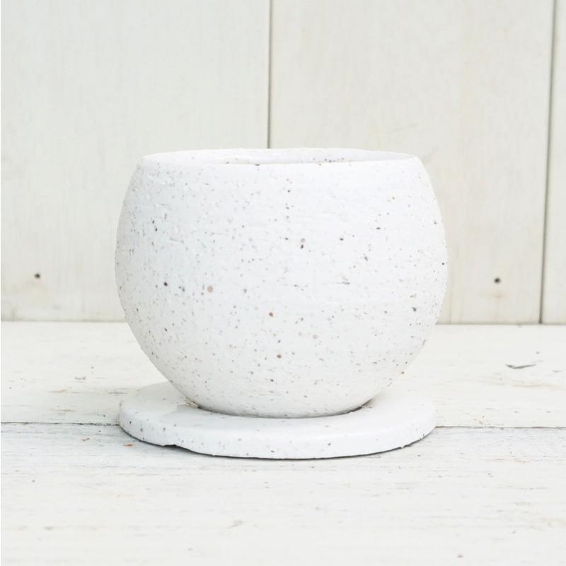 植木鉢 おしゃれ 陶器鉢 イオニアボウルS (B/W) 10cm 3号 穴あり