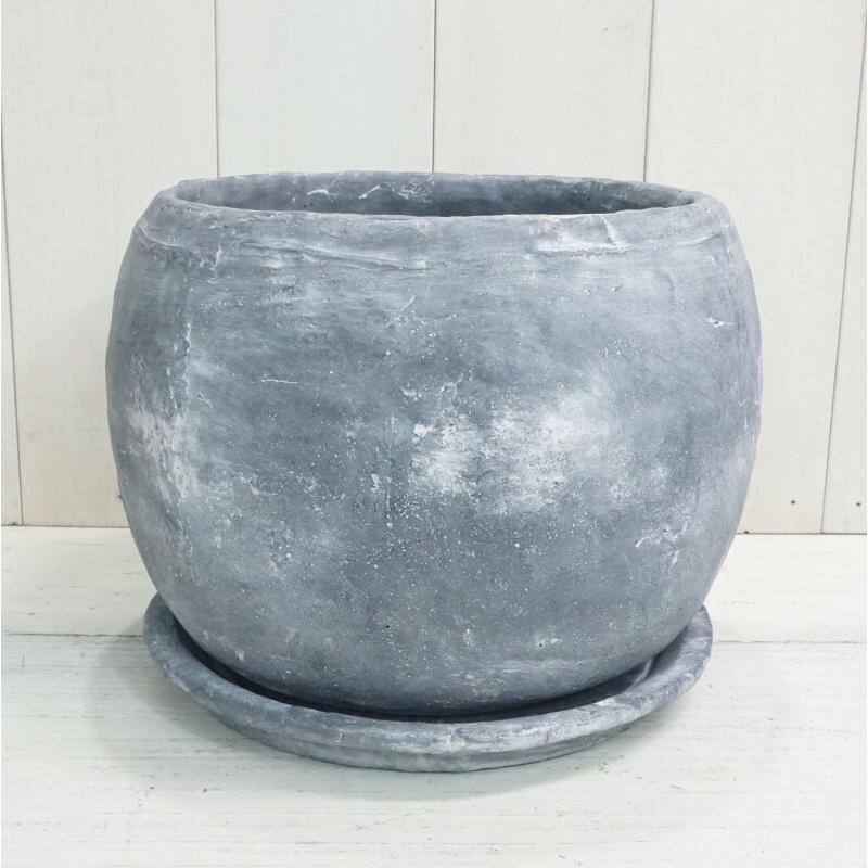 植木鉢 おしゃれ セメント アンティーク ロゼッタボール L (B/W) 22cm