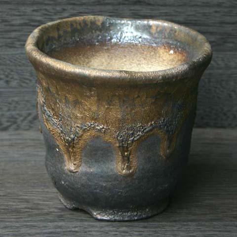 植木鉢 おしゃれ 和風 信楽焼 金彩中深 L 10cm 3号 穴あり 湯飲み