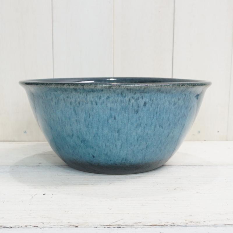 睡蓮鉢 水鉢 おしゃれ 陶器 ブルー斑点メダカ鉢 29cm 10号 穴なし ツヤ