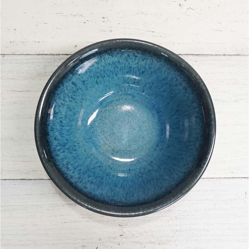 睡蓮鉢 水鉢 おしゃれ 陶器 ブルー斑点メダカ鉢 29cm 10号 穴なし ツヤ
