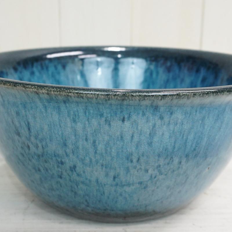 睡蓮鉢 水鉢 おしゃれ 陶器 ブルー斑点メダカ鉢 29cm 10号 穴なし ツヤ