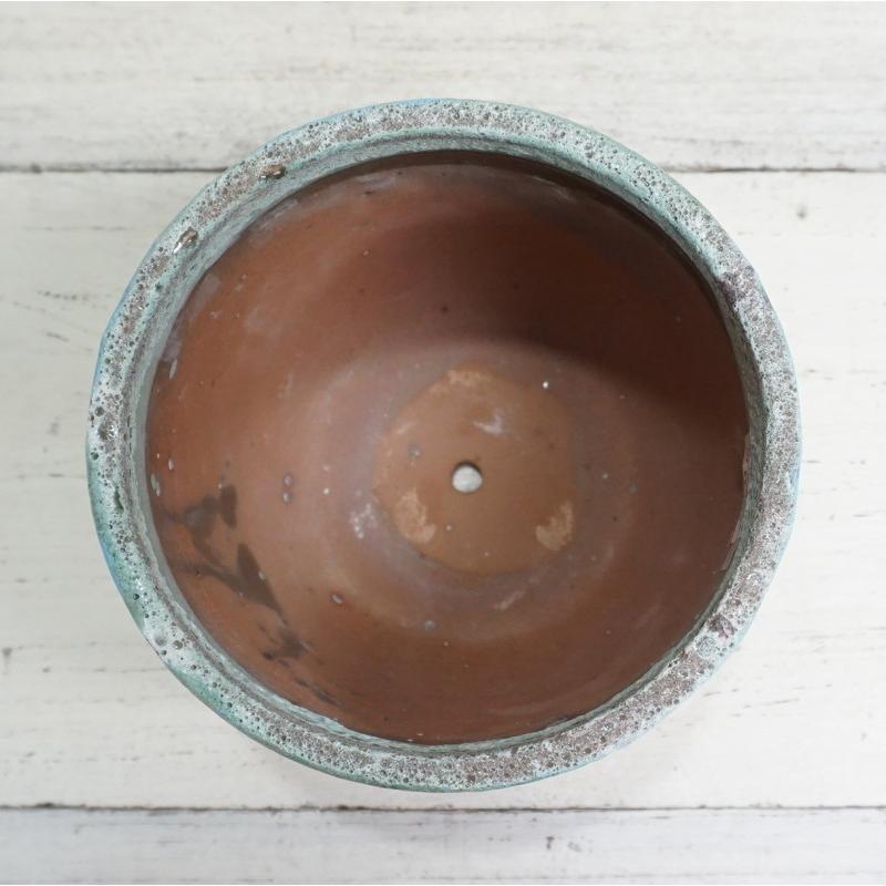 植木鉢 おしゃれ アンティーク 陶器鉢 IS101M 18cm 6号 ブルー