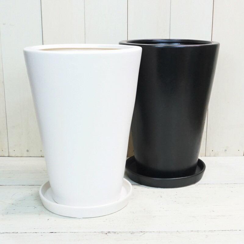 植木鉢 おしゃれ 陶器鉢 MP12 (2色) 26cm 8.5号 底穴あり 受け皿付