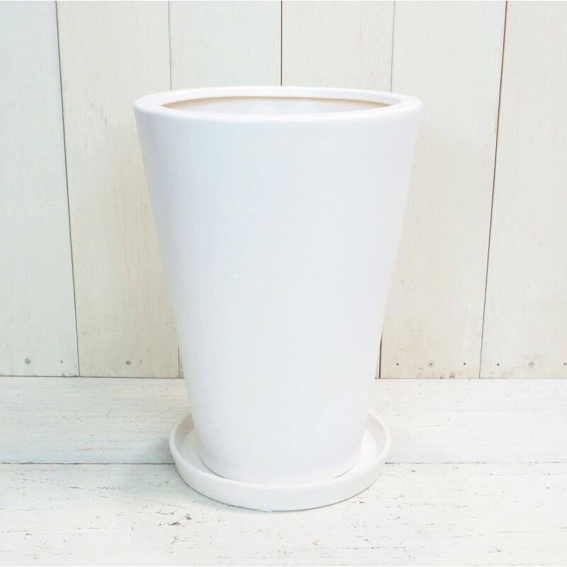 植木鉢 おしゃれ 陶器鉢 MP12 (2色) 26cm 8.5号 底穴あり 受け皿付