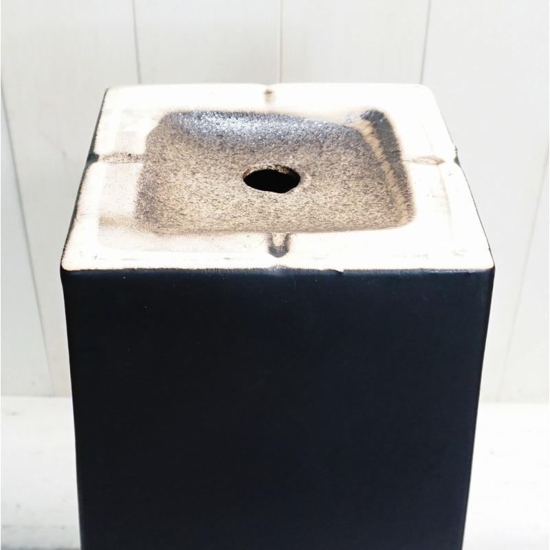 大型植木鉢　受皿付　スクエアトール　マットホワイト　陶器鉢　2個セット 大型植木鉢 受皿付 スクエアトール マットホワイト 陶器鉢 2個セット