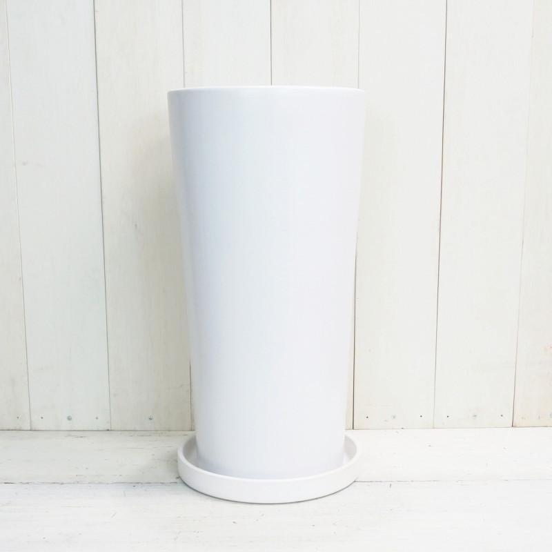 植木鉢 おしゃれ 陶器鉢 トールラウンド S (2色) 25cm 8号 受け皿付 穴