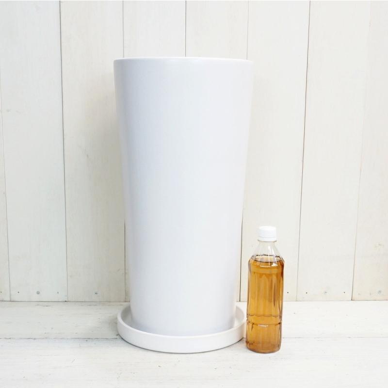 植木鉢 おしゃれ 陶器鉢 トールラウンド S (2色) 25cm 8号 受け皿付 穴