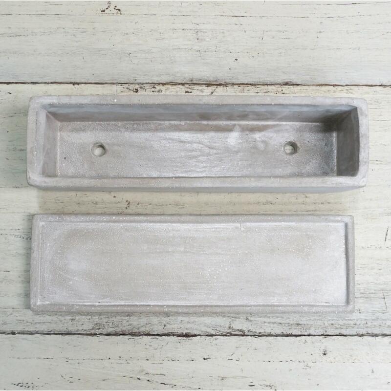 植木鉢 長方形 セメント コンクリ長角M 30cm 穴あり 皿付 おしゃれ