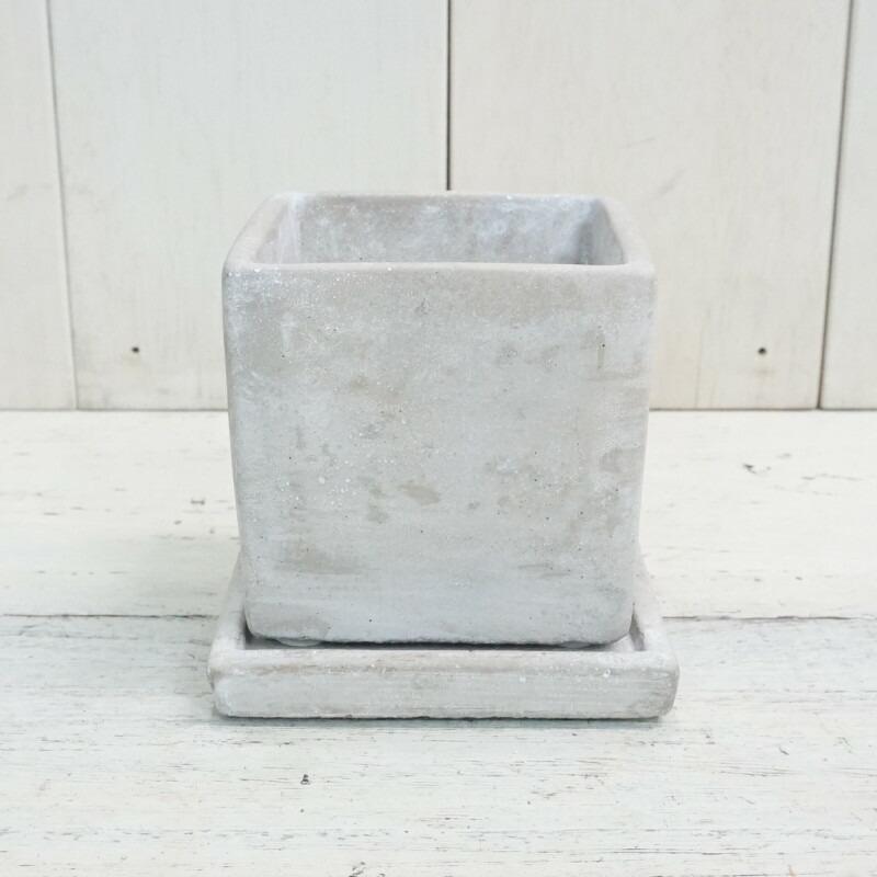 植木鉢 おしゃれ セメント コンクリキューブSS 8cm 3号 穴あり 受け皿