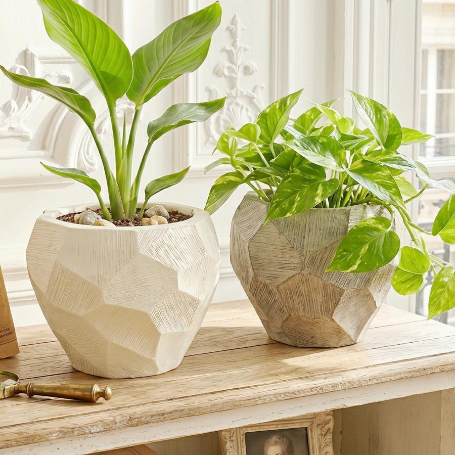 植木鉢 おしゃれ ファセットサークルS(2色) 最大外径25cm 8号(5.5号用