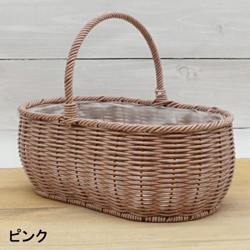 鉢カバー おしゃれ かわいい ガンセトバスケットL (4色) 長径外寸31.5
