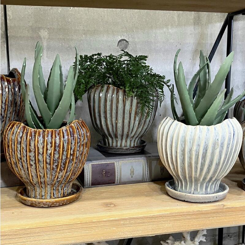 植木鉢 おしゃれ 陶器鉢 ポリバーティカルポットL (2色) 胴部最大外径