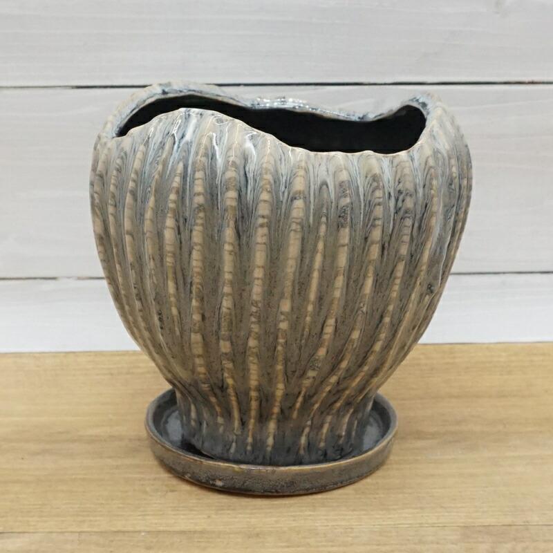 植木鉢 おしゃれ 陶器鉢 ポリバーティカルポットL (2色) 胴部最大外径