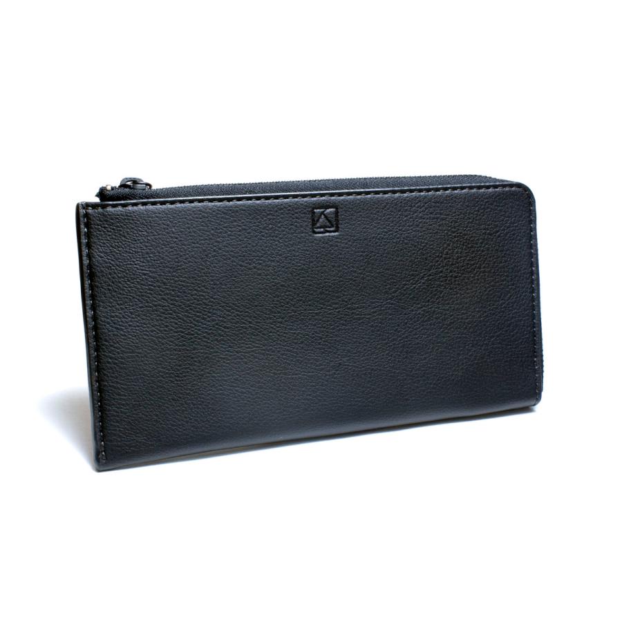 レザー製スリム長財布 黒 やぼった レザー製スリム長財布 黒 やぼった