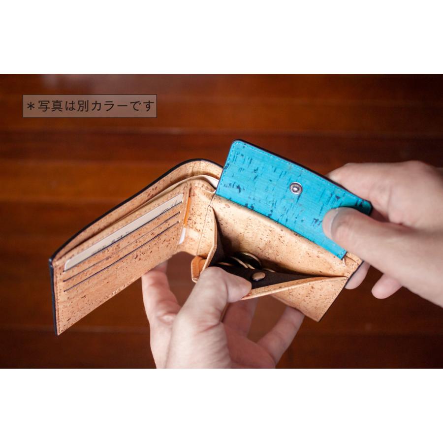 コンパクト二つ折り財布 オリーブ＆ナチュラル　コルク製｜aasha-shop｜09
