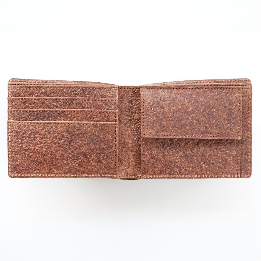二つ折り財布 ココナッツレザー製 カッチブラウン : zk-sdw-685-000303 