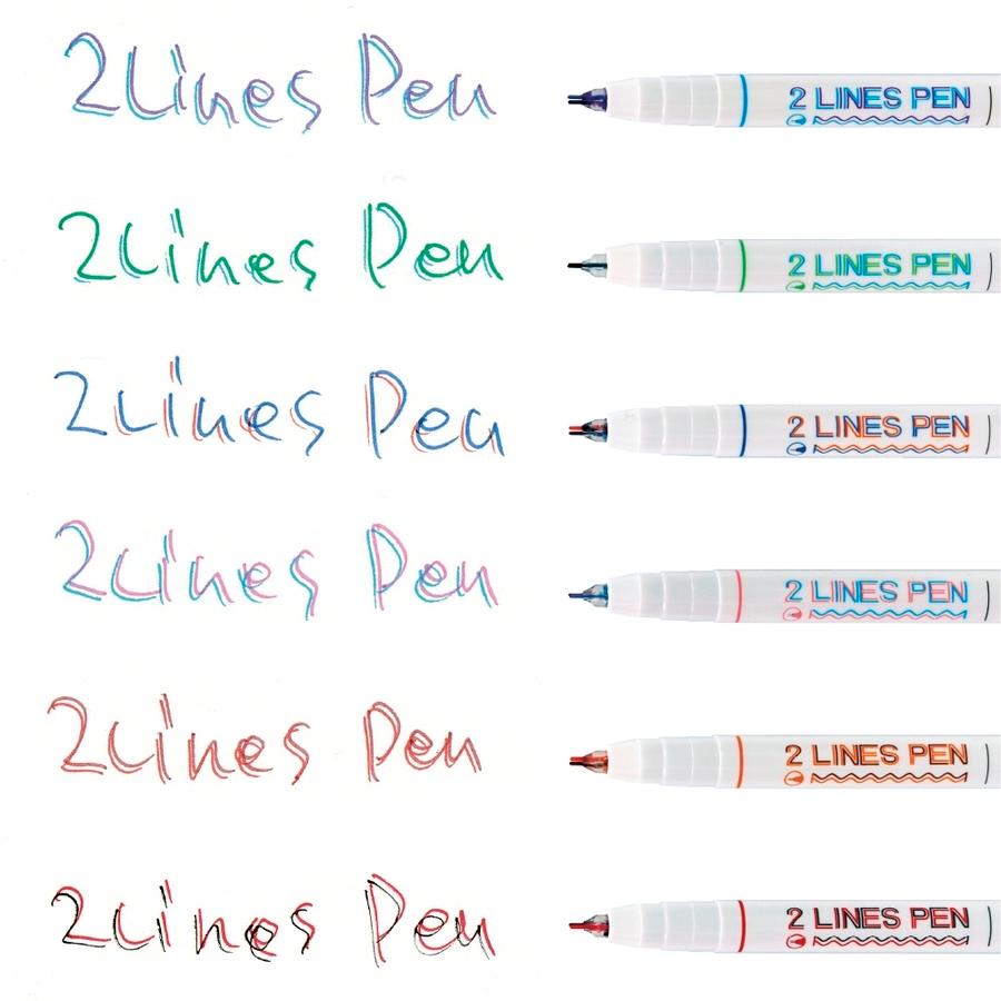 2色同時にかける 2LINES PEN 6本セット 2色ペン 二重線 立体 ステレオ