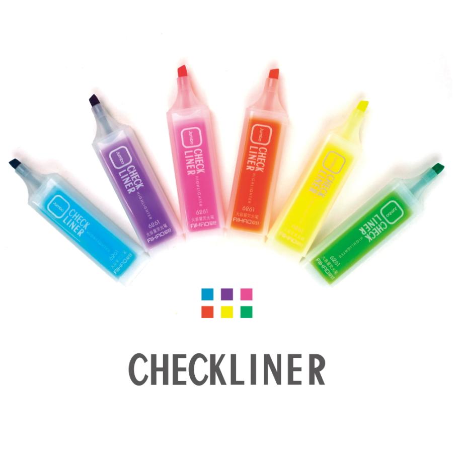 蛍光ペン 6色セット 蛍光色 マーカー 描画 ペン 文具 オフィス 学校 チェックライナー Checkliner Highlighter Jumbo おしゃれ かわいい キュート Highlighter As A Shop 通販 Yahoo ショッピング