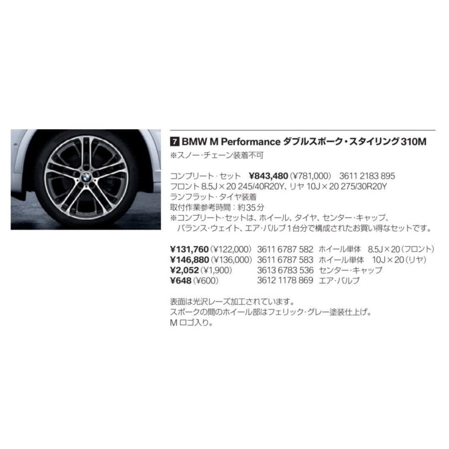 確認用。 PIRELLI 新車外し BMW F26 X4 純正 ダブルスポーク 310M 8.5J