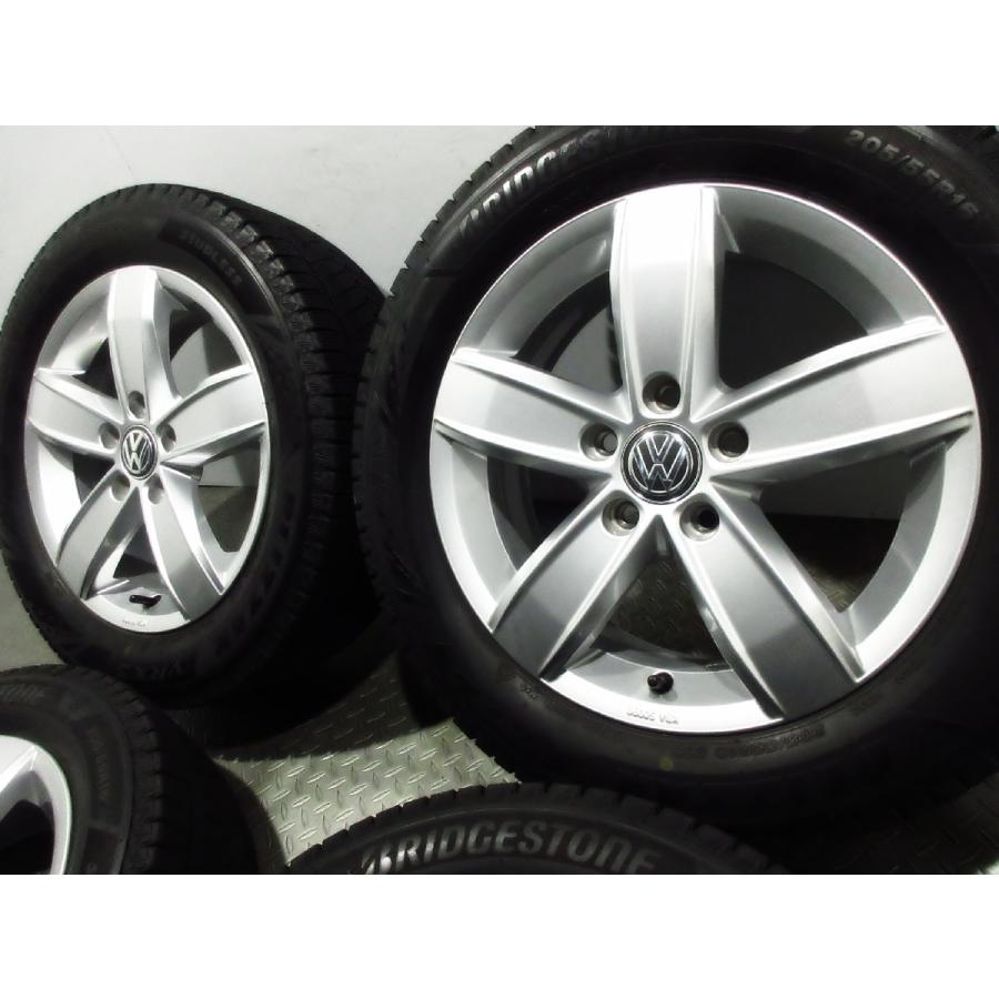 美品 フォルクスワーゲン ゴルフ 純正オプション コルヴァーラ 6J+48 PCD112-5穴 ブリヂストン VRX3 205/55R16 2022年後半 スタッドレスの画像