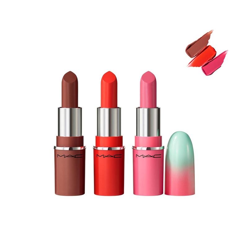 新品★MAC  マック　口紅  ３色  リップ  セット M・A・C（マック） 口紅 ミニ ラスターガラス リップスティック トリオ