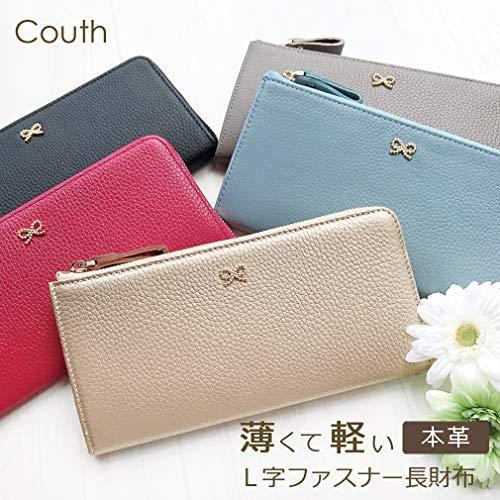 欲しいの レディース 財布 長財布 Couth 本革 ベビーブルー 青 ブルー リボン スリム 薄い 薄型 ファスナー L字型 L型 L字 長財布 Www Fattoriabacio Com