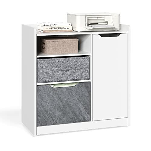 HOMOOI デスクワゴン 大容量 袖机 引き出し２杯付き サイドワゴン キャスター付き オフィスワゴン A4ファイル対応 デスクサイド収納