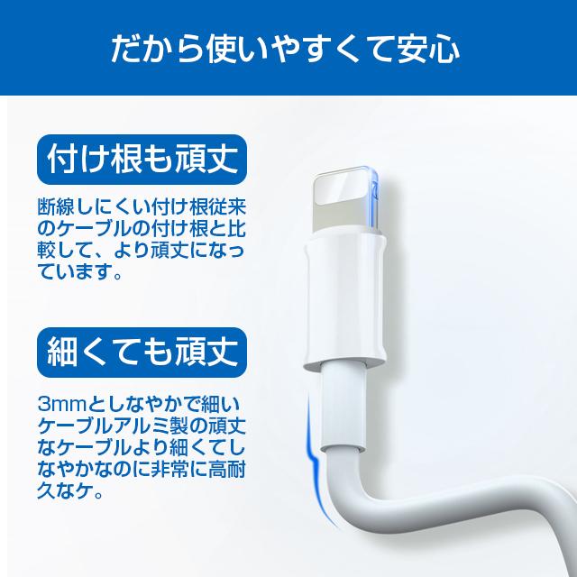 【アップル ケーブル対応】0.25m 0.5m 1m 2m Apple 高品質 Lightning ケーブル Foxconn製品 データ転送 iPhone iPad iPod 対応 ライトニング 充電コード｜ab-store2｜07