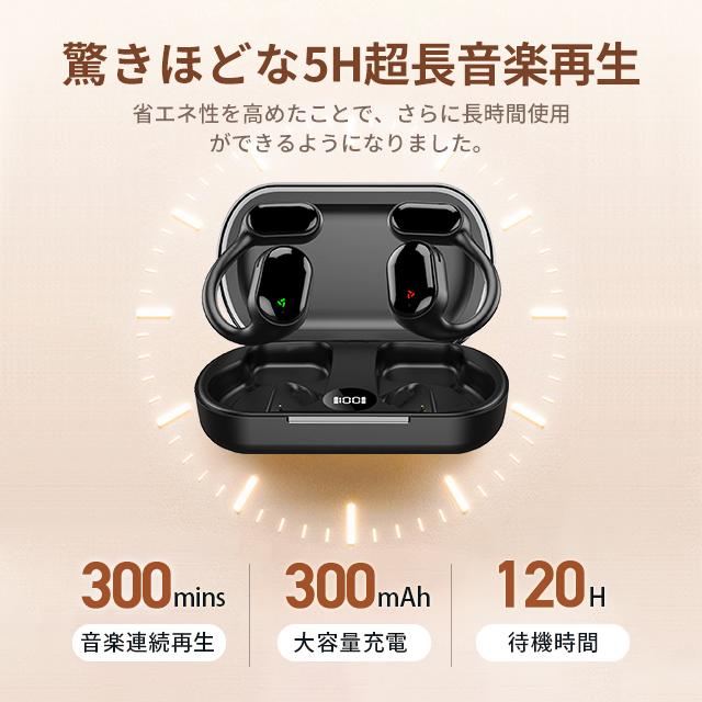 ワイヤレスイヤホン Bluetooth 5.3 耳掛け イヤホン 開放型 ヘッドセット Hi-Fi 高音質 遅延の低い イヤーフック型 タッチ型 120時間超長待機 LED電量表示 片耳｜ab-store2｜11