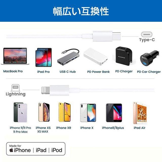 1m/2m iPhone/iPad  PD20W充電ケーブル 公式認証 Type-C to lightningケーブル 急速充電対応 充電器 ライトニング 断線強い｜ab-store2｜16