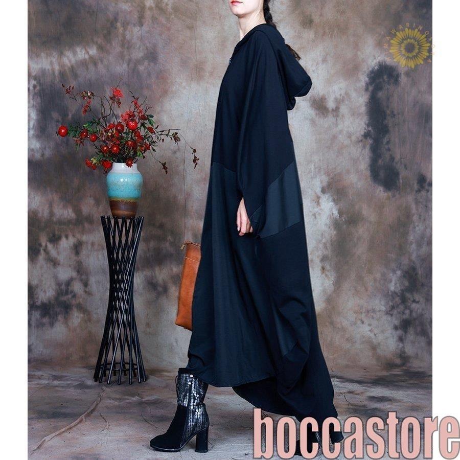 100 品質保証 シック ファスナー フード付き 長袖 ロング丈 レディース ワンピース モード系 お出かけ モダン イベント ミセス 母親 女子会 ブラック 大人スタイル ワンピース カラー 1 Color Lolas Com Co