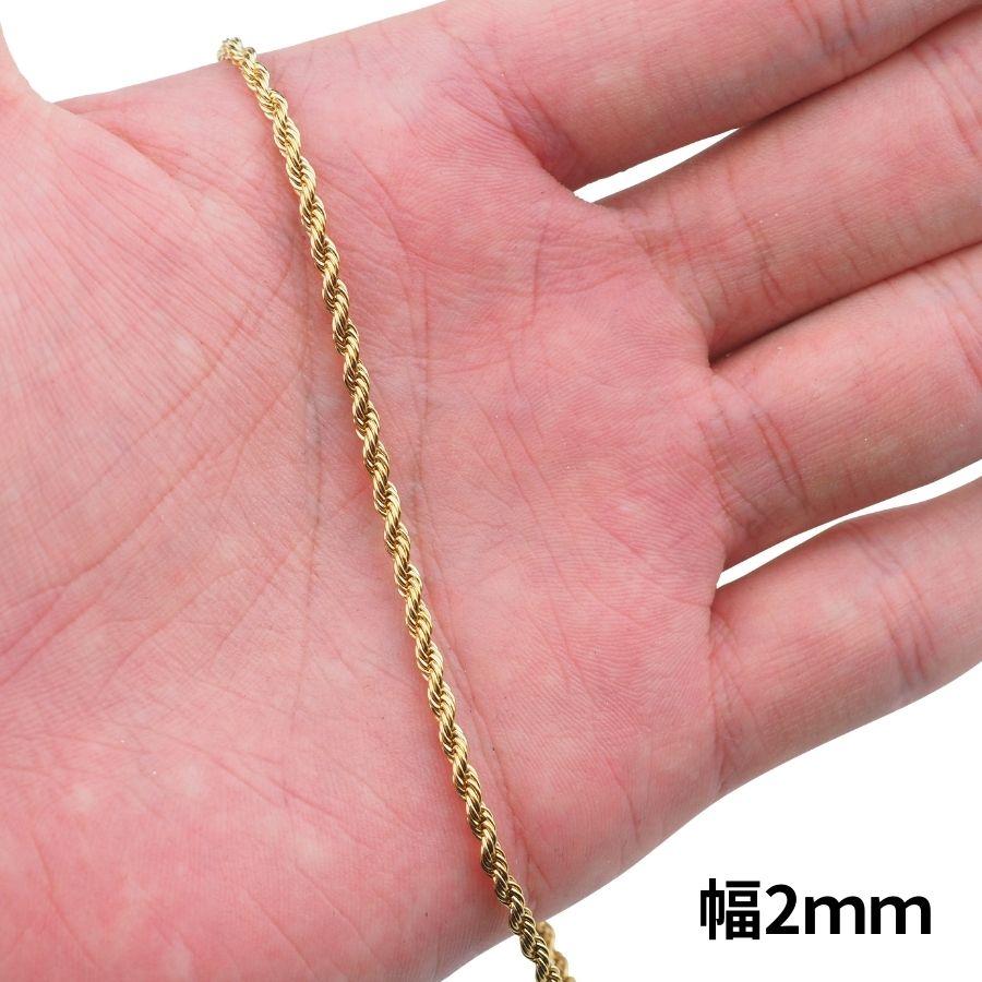 ネックレス メンズ ステンレスチェーン ロープチェーン ネックレス ステンレス メンズ ハワイアンジュエリー ゴールド 2mm 45cm 50cm 55cm メンズ レディース｜abalent｜04