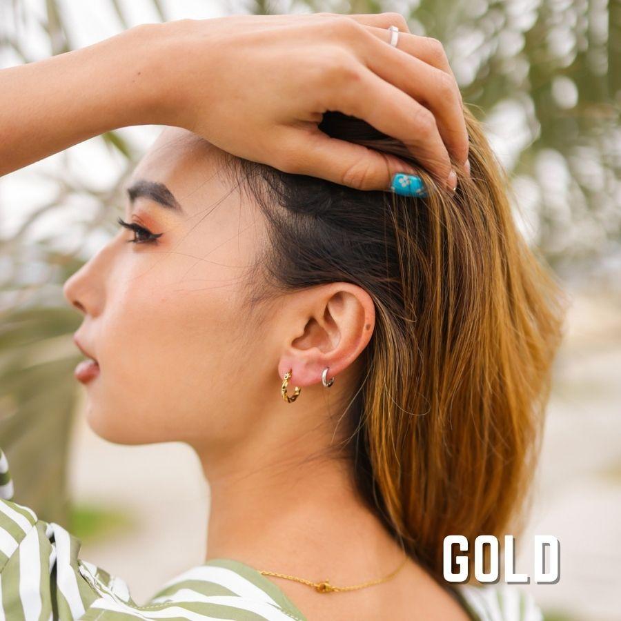 フープピアス メンズ ツイスト フープ ピアス ブラック ゴールド シルバー 黒 金 銀 ステンレスピアス ノンアレルギー 直径15ｍｍ 片耳価格 送料無料 Abalent 通販 Yahoo ショッピング